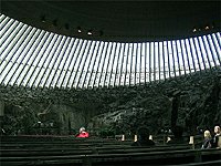Vnitřek skalního kostela Temppeliaukio